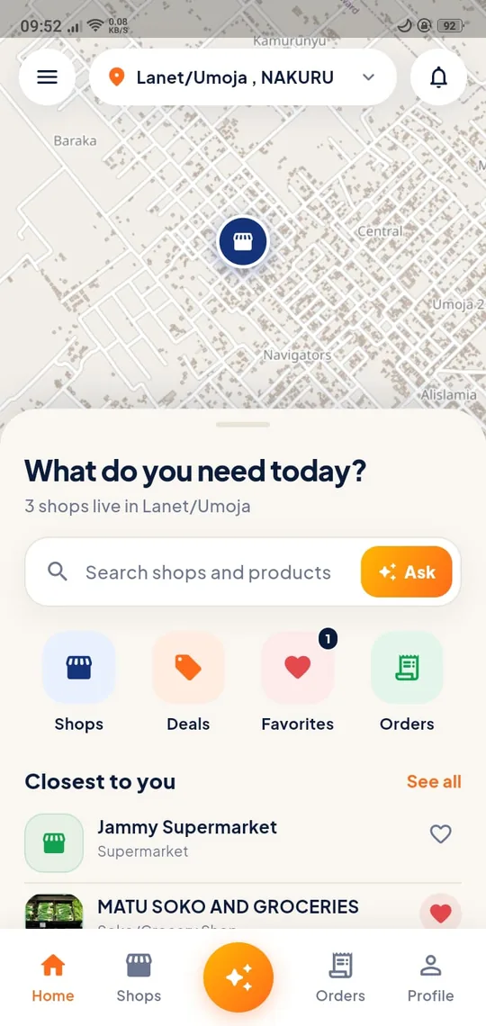 Pata on Android: shops near you on a map