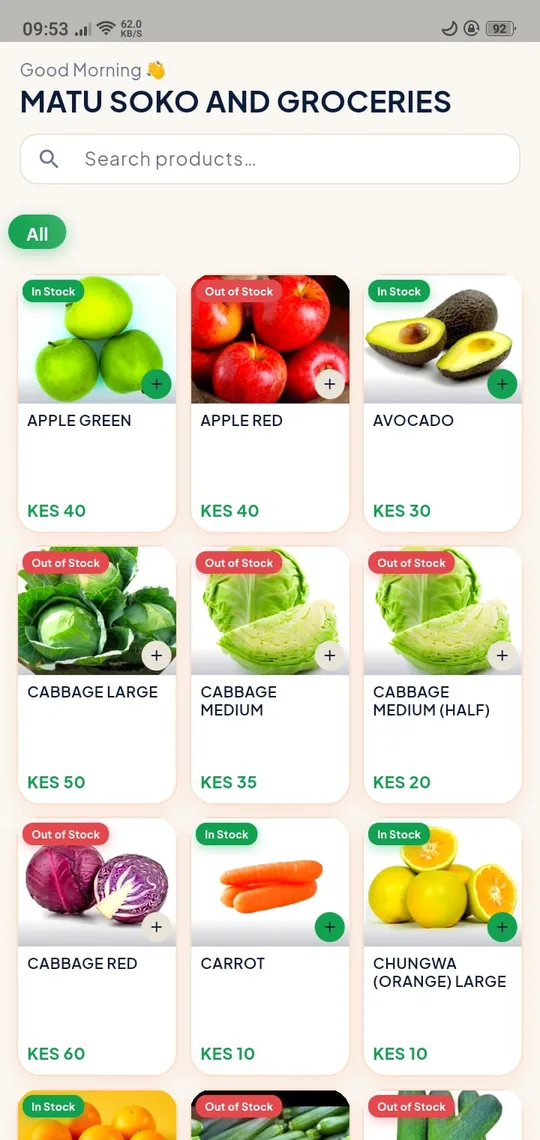 A shop's products in the Pata Android app